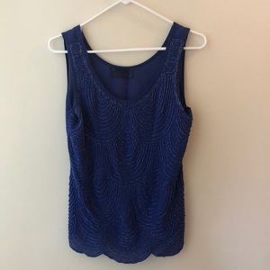 Francescas blue beaded tank - size small